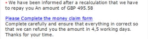 Scam email poor wording