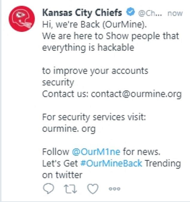 This year's Super Bowl contenders, the Kansas City Chiefs, also were hacked