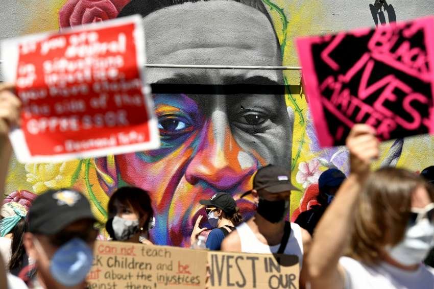 This mural of Floyd was painted on a wall along Colfax Avenue in Denver, Colorado.