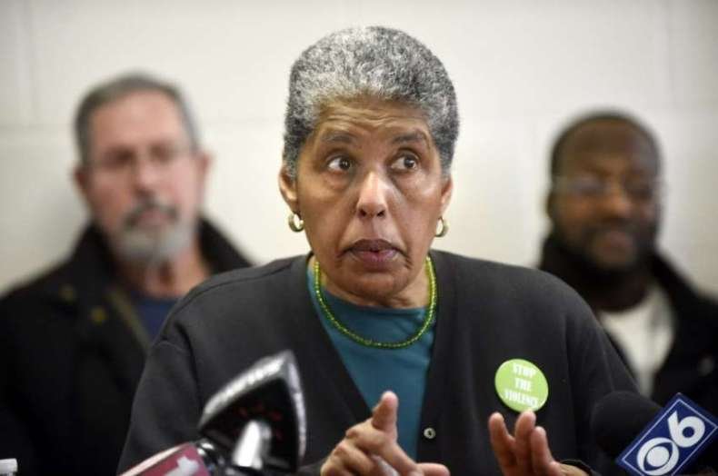 Barbara Smith, center, speaks during a news conference on Wednesday, Jan. 20, 2016, at Union Missionary Baptist Church in Albany, N.Y. Community Leaders, local organizations and parents called on the Albany City School District Board of Education to renew its contract with Superintendent Marguerite Vanden Wyngaard, which is set to expire in June. (Cindy Schultz / Times Union)