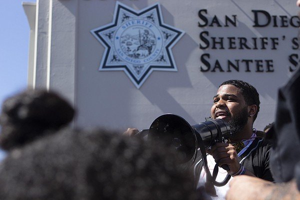 Demonstration coordinator 24-year-old Jay Wyatt of Spring...