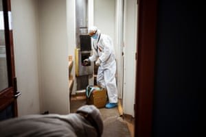 Government cleaners are tasked with deep cleaning the Canning Street flats in North Melbourne.