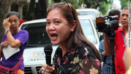 Arlene Brosas of the Gabriela Women&#39;s Party during a demonstration in Manila, the Philippines. 