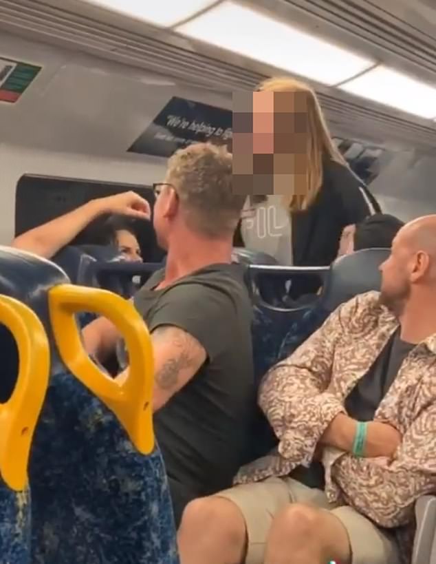 The footage started with a young girl screaming at three adults seated in front of her (pictured)