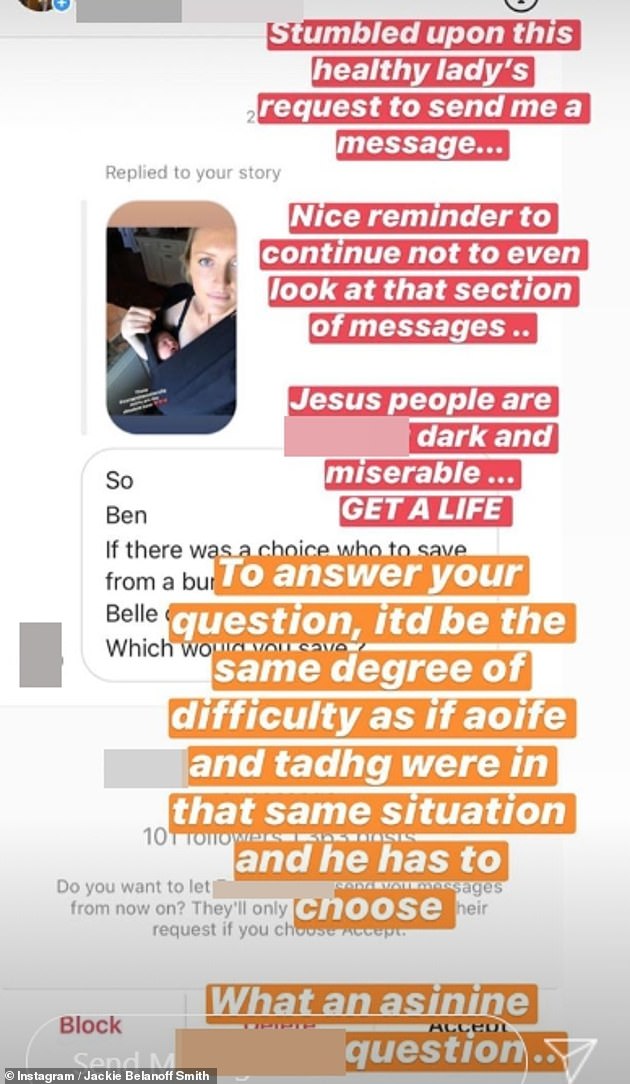 Raging: The entrepreneur shared a lengthy post to Instagram Stories in response to trolls who had criticised Ben for failing to see his two children who he shares with ex-wife Una Healy