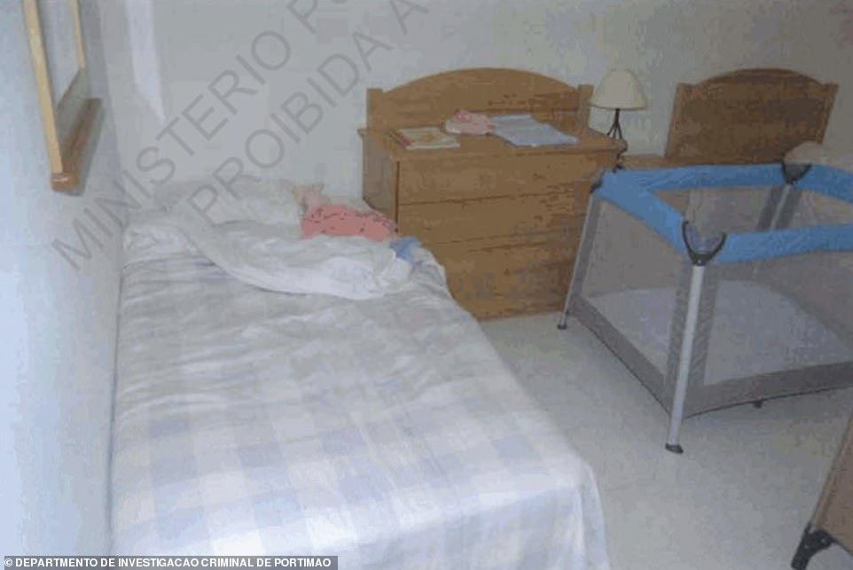 A photograph of the bedroom from which Madeleine was snatched in May 2007, which was included in police files released in August 2008