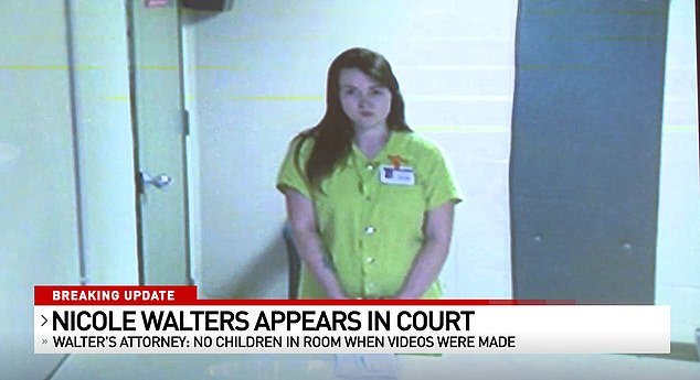 Walter is seen during her initial arraignment in April. She was subsequently released on bond. Following further investigation, she was re-arrested on Wednesday and taken to Santa Rosa Jail