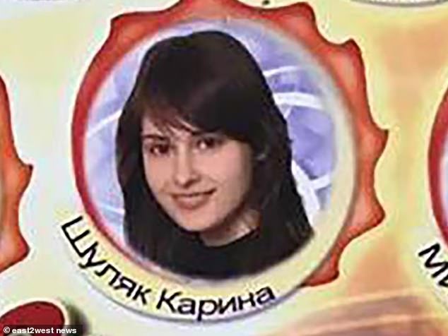 Her former class teacher at High School Number 2 in Minsk remembers a 'humble and well-mannered' girl who was involved in ballroom and sports dancing at a 'palace of culture' linked to the local tractor factory. Pictured in her graduation photo