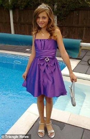 Chelsea Chambers (pictured as a child), now aged 19, fled through her bedroom window after her mother Christine's crazed ex-partner David Oakes broke into their home in Braintree, Essex