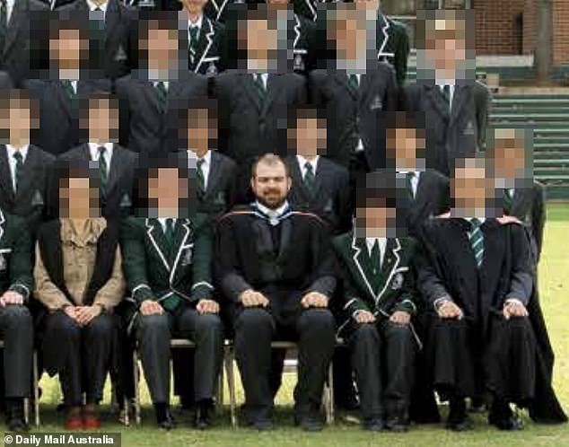 Police allege Alexander Simpson (pictured, bottom row) spoke about sexually explicit acts and believed he was sending sexually explicit images to a 13-year-old girl