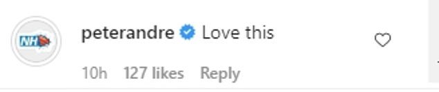 Follower number one: Emily's number one fan was Peter, who added the comment 'welcome beautiful' on her first post, and 'love this' on her second