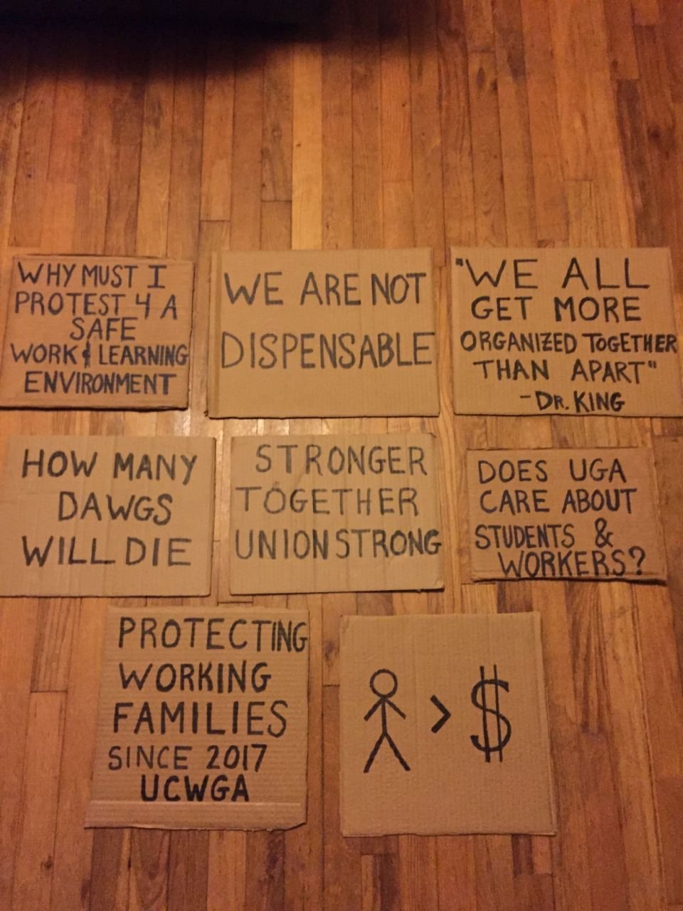 Signe from the “die-in” at the University of Georgia. (Courtesy of Bryant Barnes)