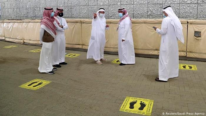 Saudi officials are seen where Muslim pilgrims head to cast stones at pillars symbolizing Satan Saudi officials are seen where Muslim pilgrims head to cast stones at pillars symbolizing Satan
