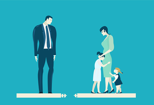 Divorce. Family braking concept illustration
