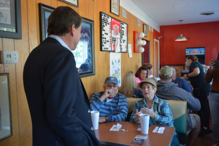 U.S Senatorial Candidate Bill Hagerty speaks with supproters at Johnny's Big Burger