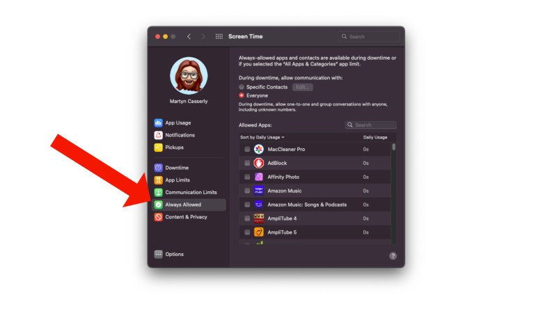 Setting up the Always Allowed feature in macOS