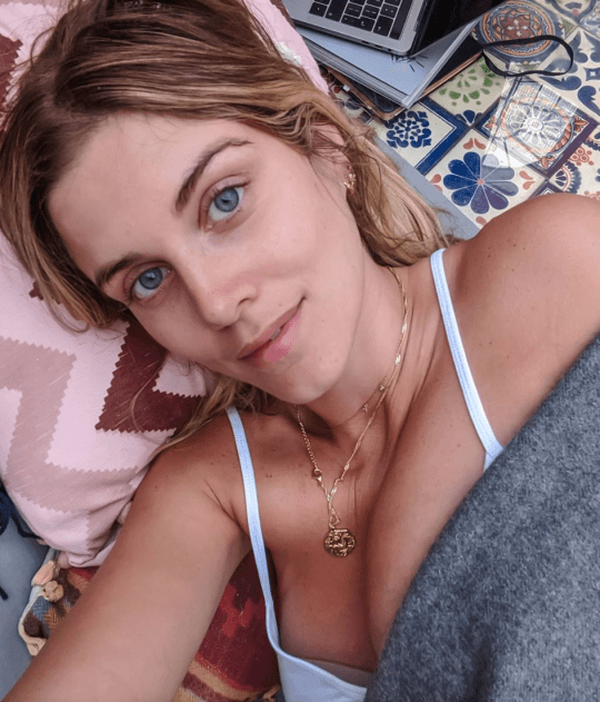 Ashley James pictured napping