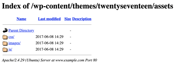Directory listing enabled on an Apache web server