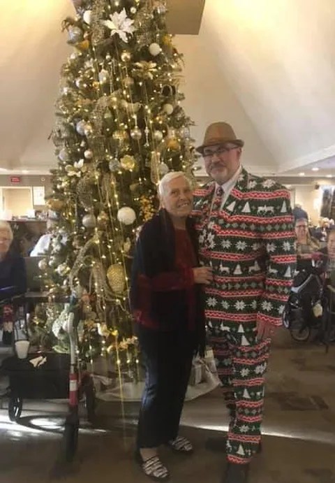 In 2019, Pat Mostacci showed up at the Villa Italia Christmas party in a suit patterned after ugly Christmas sweaters.