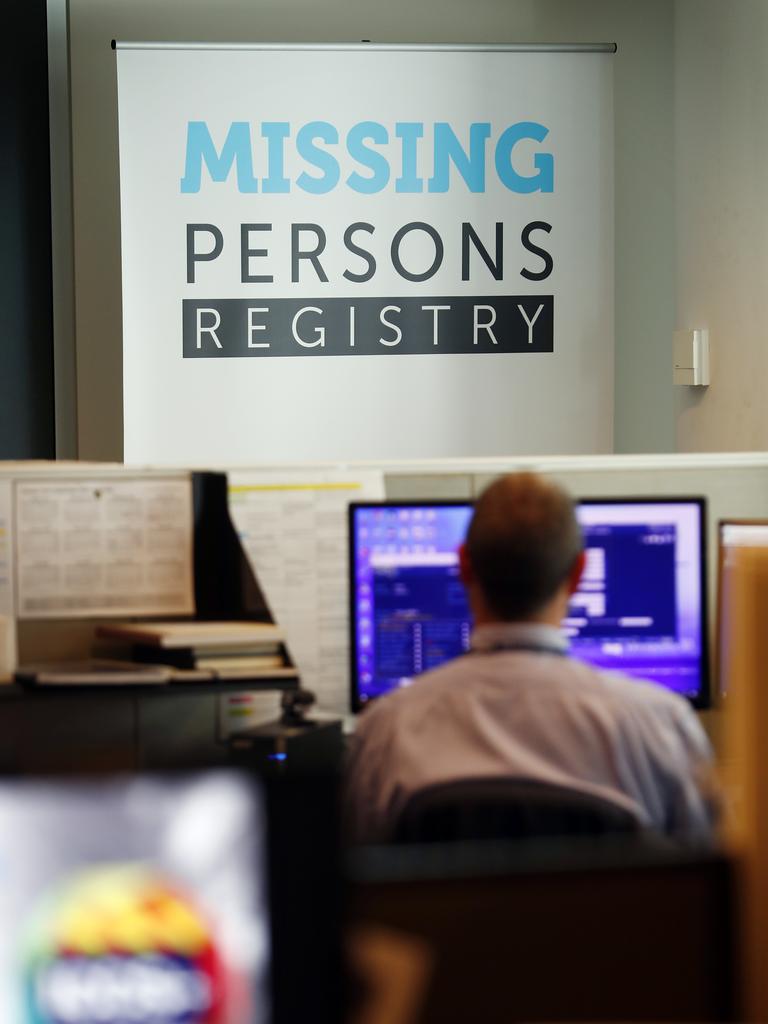 Inside the Missing Persons Registry in police headquarters at Parramatta Picture: Sam Ruttyn