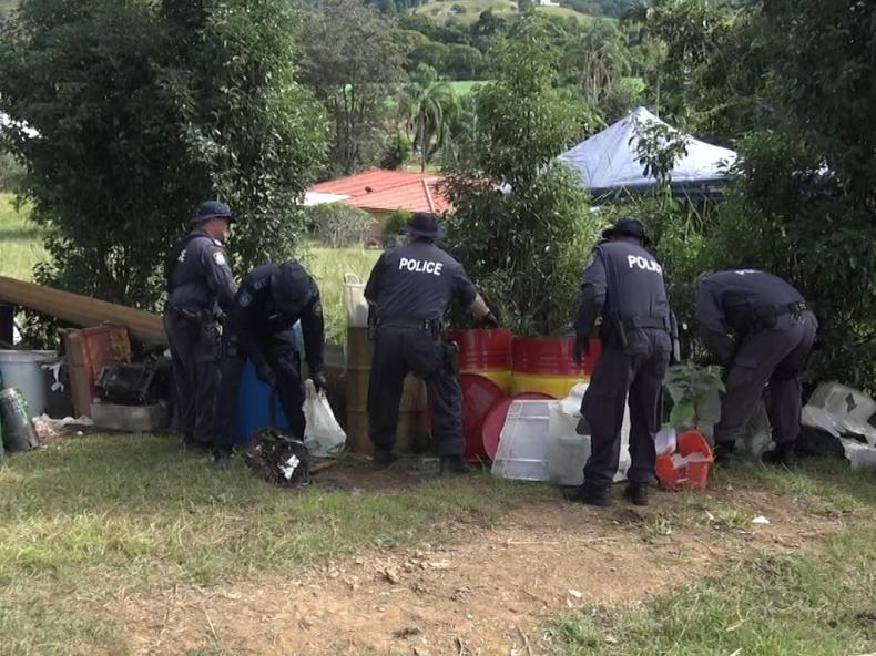 Police searching a Mooball property in April, 2020, as part of the Thea Liddle investigation. Picture: NSW Police
